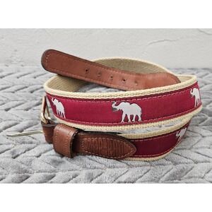 Alabama Crimson Football Elephant Ribbon Belt Size 32 Made In USA Zep-Pro